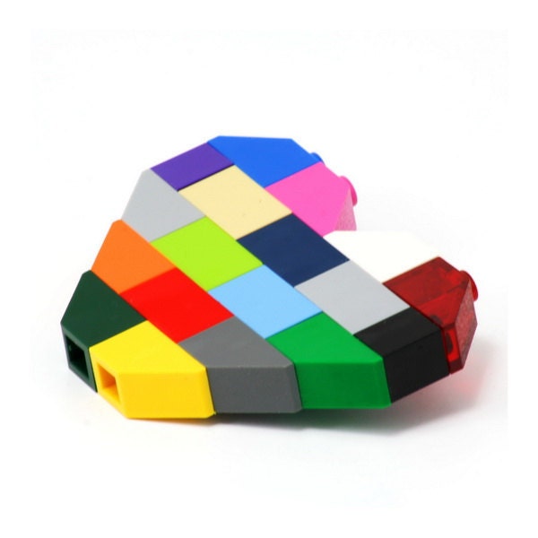 Heart brooch made with LEGO bricks