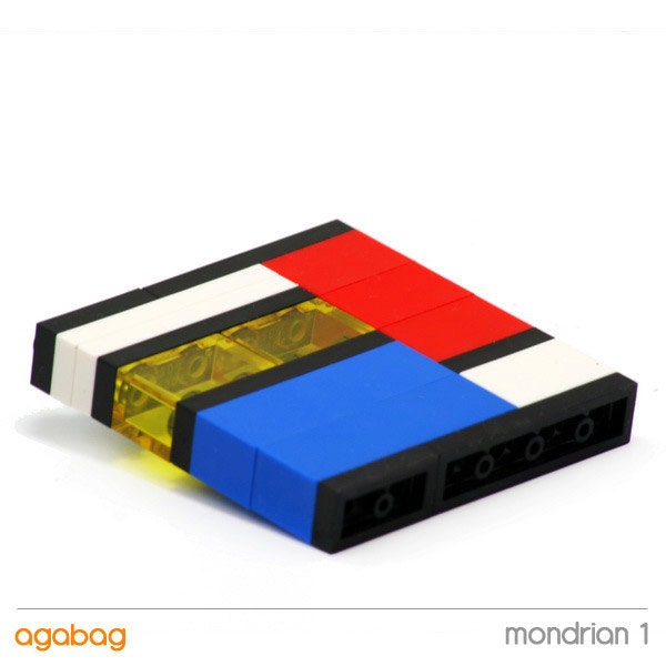 Mondrian style brooch made with LEGO bricks