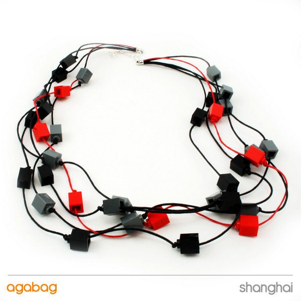 Beaded necklace made with LEGO bricks