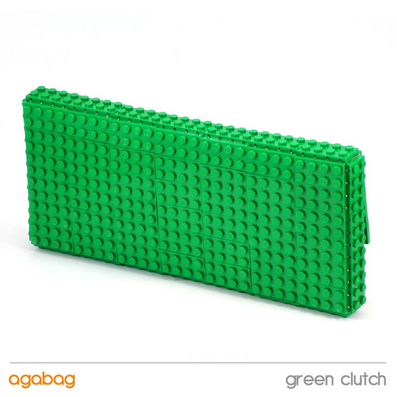Green clutch made entirely of LEGO bricks