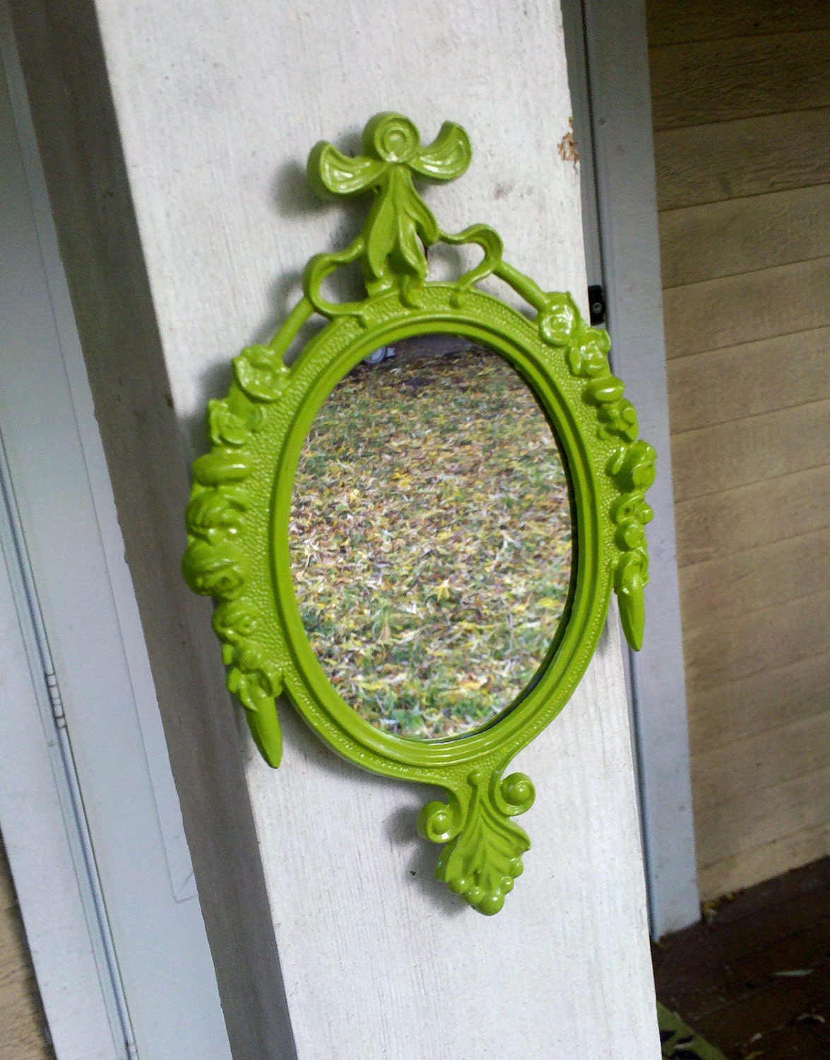 Small Mirror in Vintage Spring Green Frame - Revived Vintage