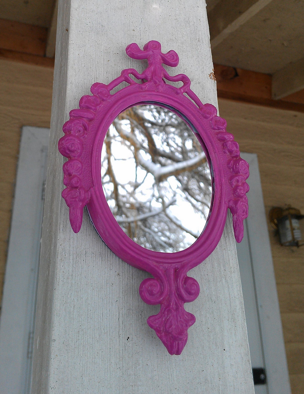 Oval Mirror in Small Vintage Vivid Violet Frame - Revived Vintage