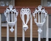 Vintage Wall Decor - Wall Pockets and Sconce in Wicker White Burwood 1975