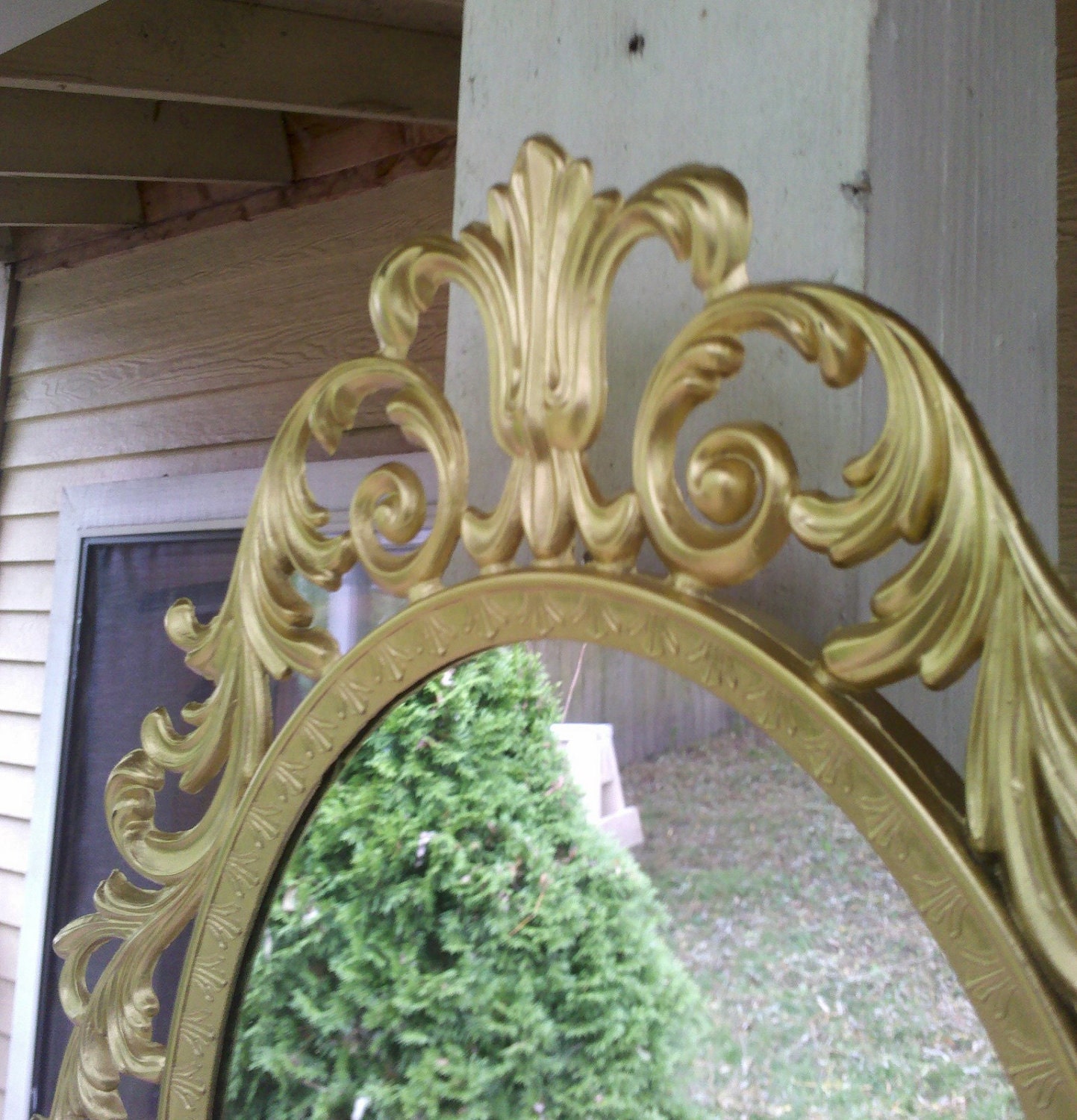 Fairy Princess Mirror - Ornate Vintage Frame in Shiny Gold - 13 by 10 inches