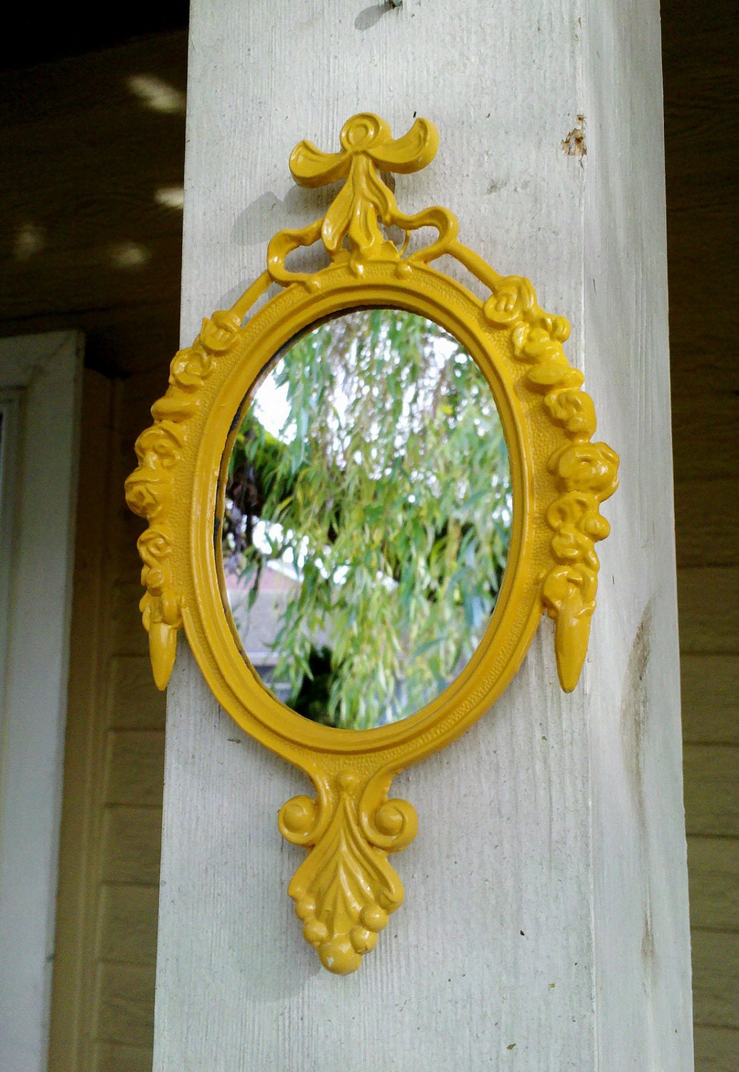 Small Mirror in Vintage Marigold Yellow Frame - Revived Vintage