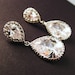 bridal wedding Clear white teardrop cubic zirconia cz on teardrop cz post earrings - Free US shipping