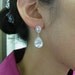 bridal wedding Clear white teardrop cubic zirconia cz on teardrop cz post earrings - Free US shipping