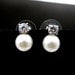 Bridal Jewelry Bridal earrings bridesmaid wedding earrings white pearl on cubic zirconia earring post