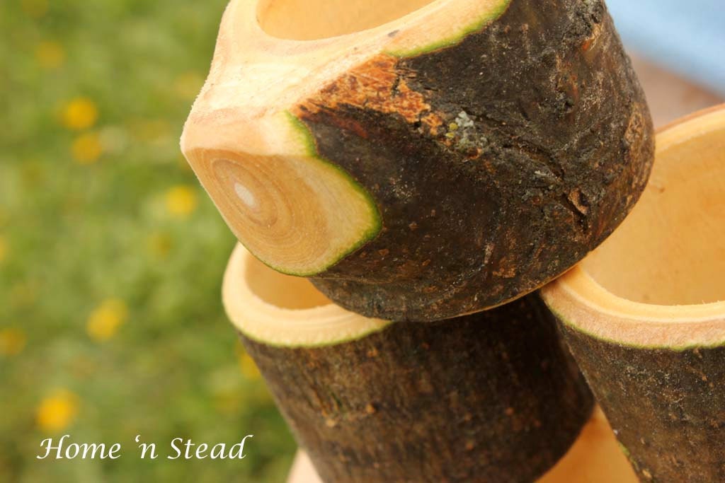Eight Rustic Napkin Rings Holders Wedding Decor Log Home Kitchen Party Favor