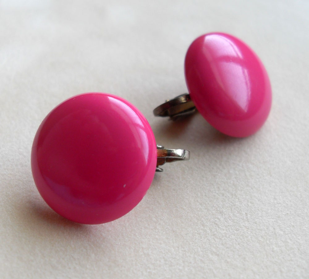 Pink Dot Earrings - 1980s