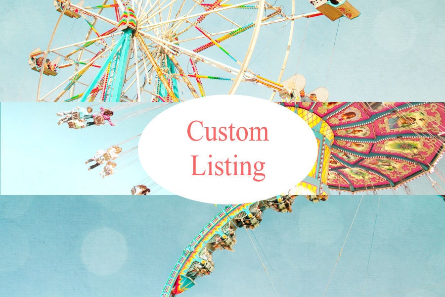 Custom Listing for Anne - carnival ride,county fair,fairground,bokeh lights against baby blue sky,pastel colors,circus inspired artwork