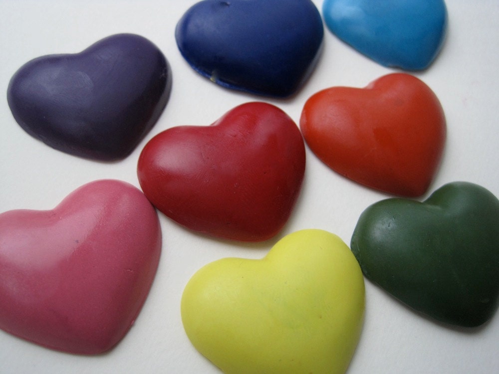 All Natural ECO Friendly Kids Handmade SOY CRAYON Love Hearts (Set of 8)