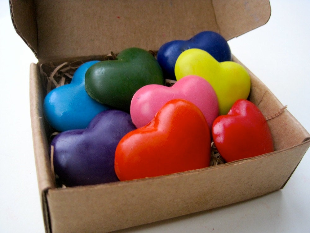 All Natural ECO Friendly Kids Handmade SOY CRAYON Love Hearts (Set of 8)