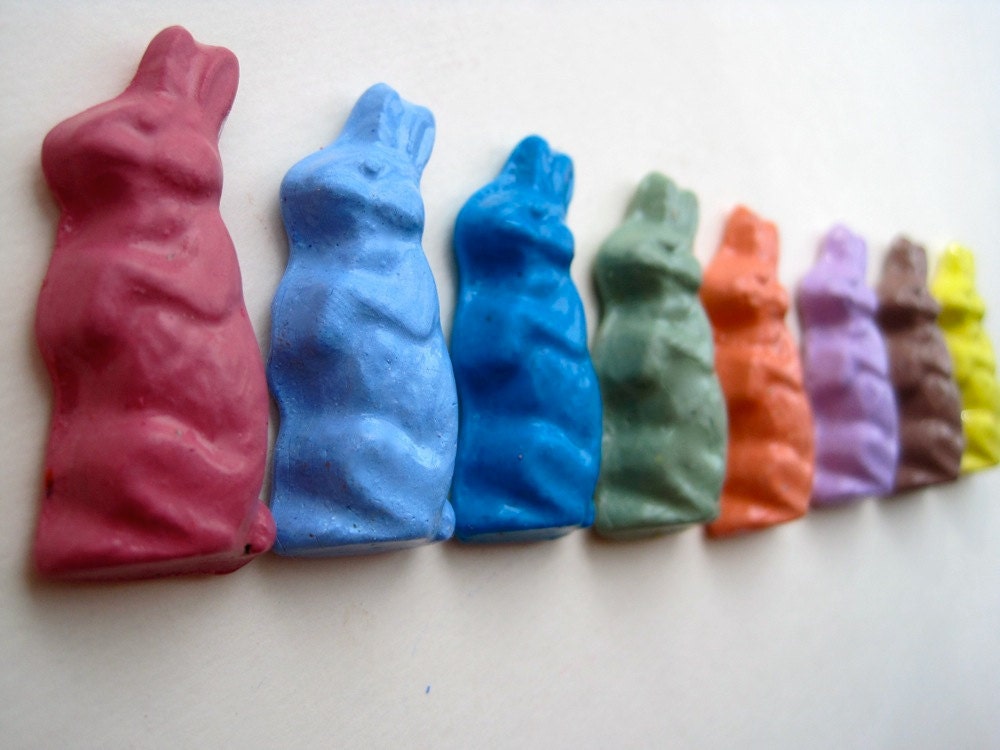 ECO Friendly Kids Handmade SOY CRAYON Spring Forest  Bunnies (Set of 8)