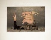 Surreal art rustic print retro picture fantasy wall decor reproduction computer graphic photo manipulation sepia brown twilight stripe zebra