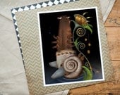 Snail - fine art print digital computer graphics photomanipulation dark insect home decor picture green nature animal geek dude man for him