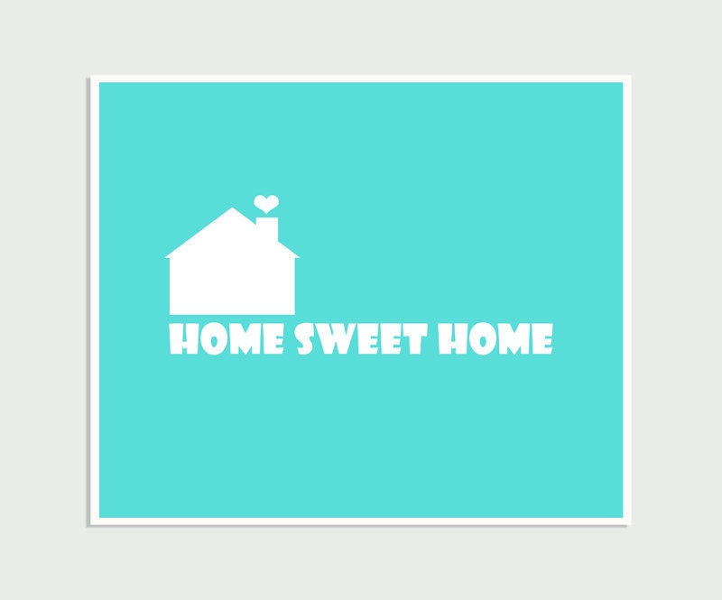 Home sweet home 8x10 inches blue Typography print - Wall art - Home decor