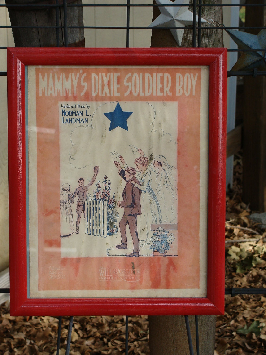 Mammy's Dixie Soldier Boy Black Americana War Era Framed Sheet Music