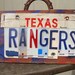 Texas Rangers Baseball License plate Barn Wood Man Cave Sign