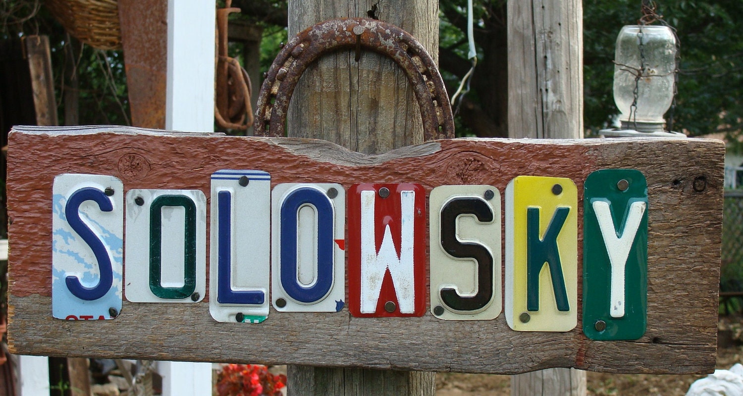 Custom Personalized Name Sign License plate Barnwood Sign