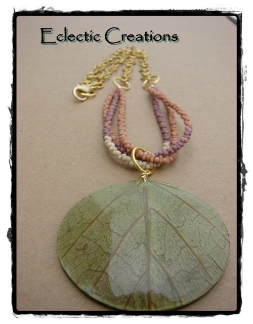 Banana Leaf & Gold Chain Necklace