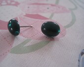 Deep Green Oval Post Earrings
