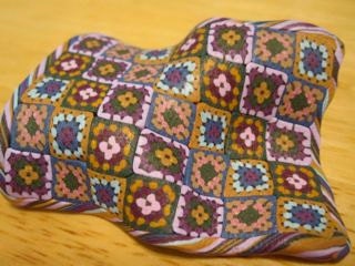 Unbaked fimo canes for polymer clay granny square afghan pattern
