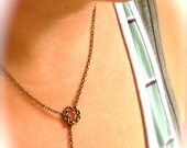 Tiny Antique Gold Feather Beaded Lariat Necklace