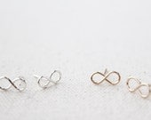 Tiny Infinity Earring Studs - Hand Formed - Sterling Silver - Figure Eights