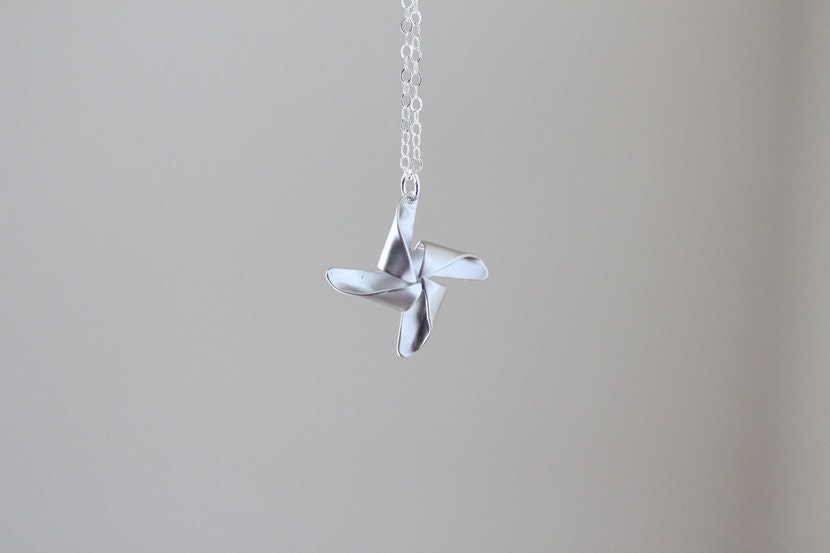 Pinwheel Necklace - Cutest Little Silver Pinwheel - SALE