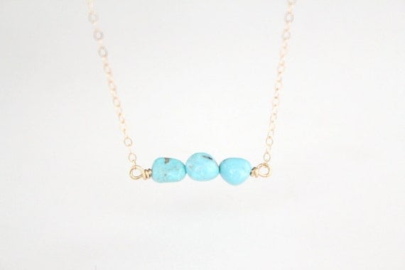 Turquoise Nugget Necklace - Layla - Gold