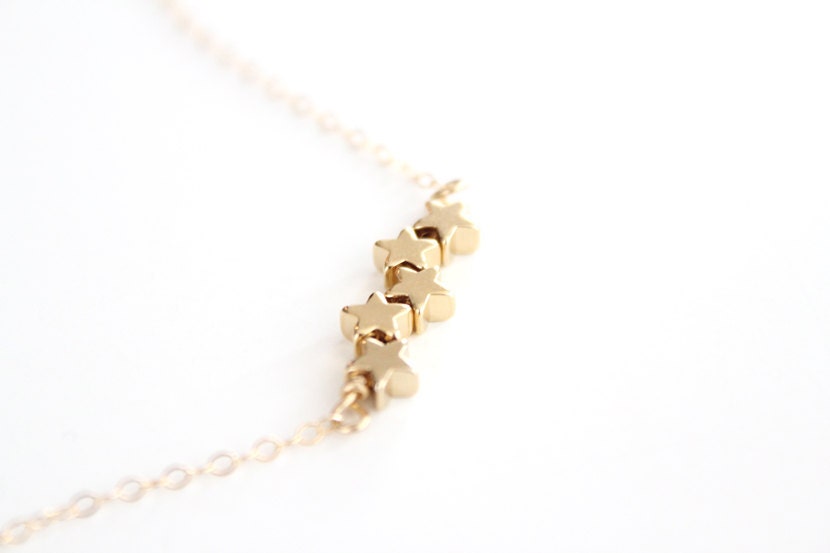 Star Bracelet - Tiny Puffy Stars - Gold or Silver Shooting Stars - SALE