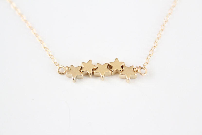 Star Bracelet - Tiny Puffy Stars - Gold or Silver Shooting Stars - SALE