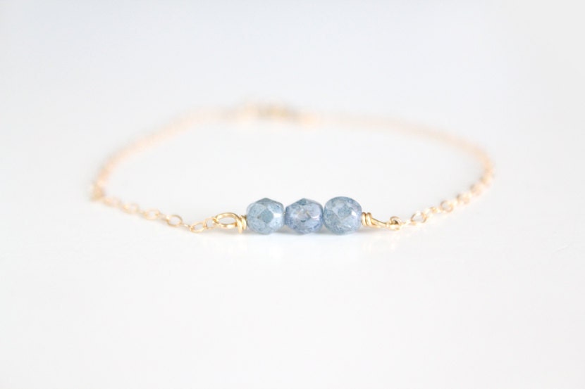 Beaded Bracelet - Sweet Pea - Antique Blue