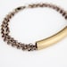 Curved Bar Bracelet - Vintage Brass Tube - Multi Chain Bracelet