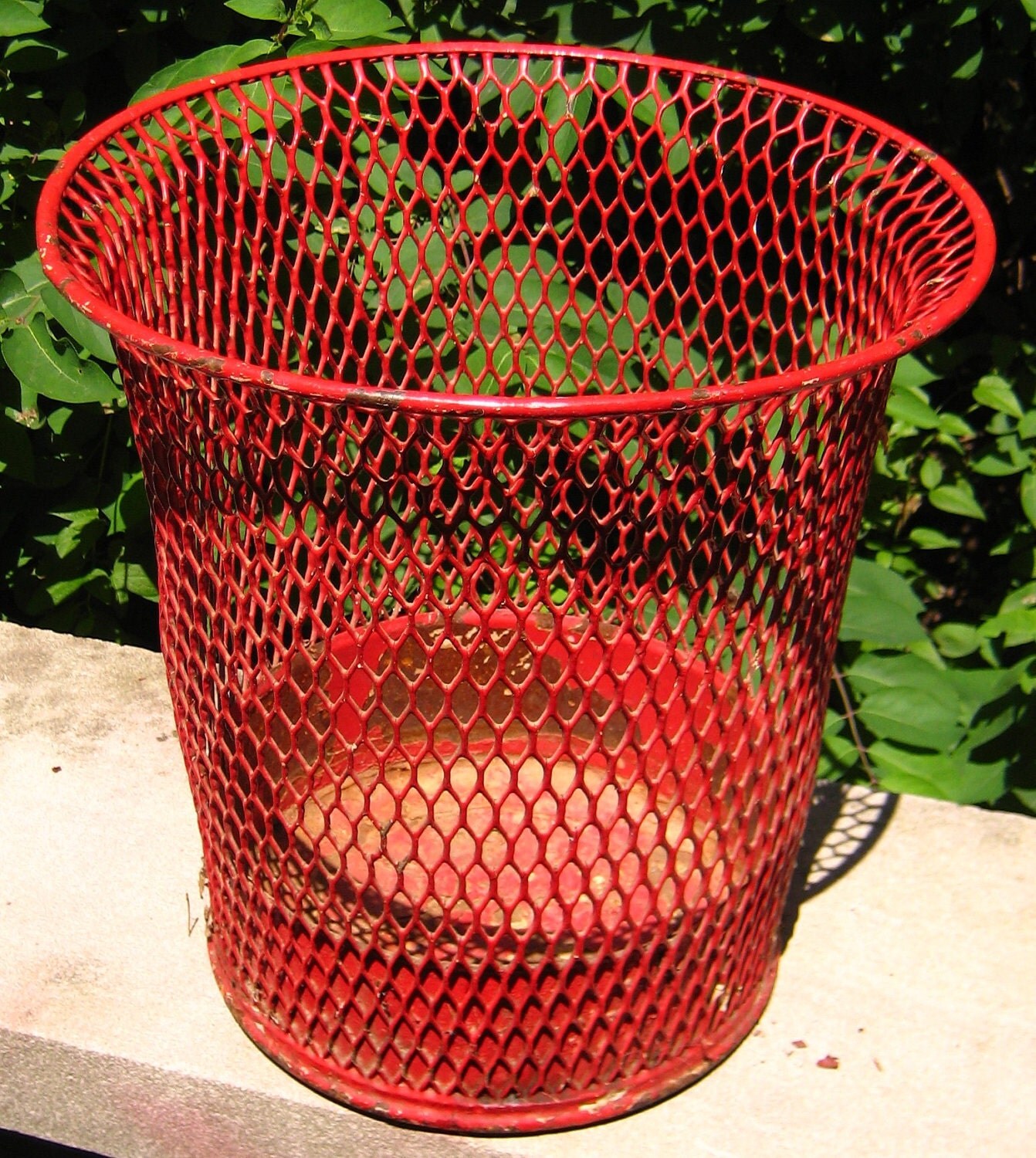 Urban Industrial Chic Red Wire Waste Can