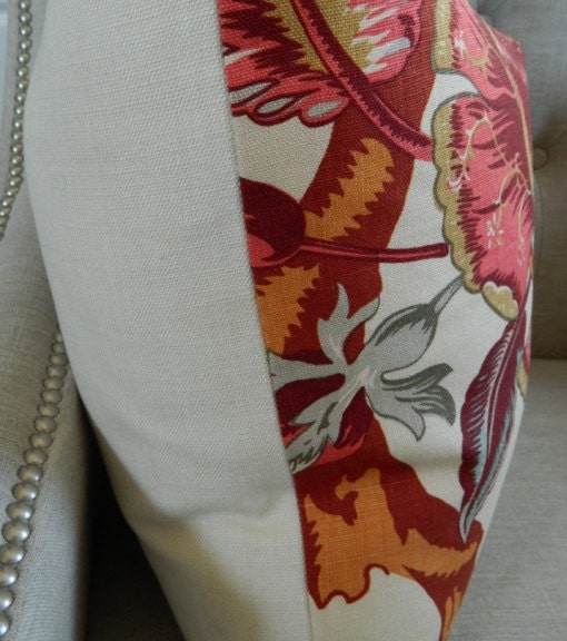 Decorative Designer Pillow Cover - Schumacher Mandalay Tree in Document - 20X20 - Pattern on the front