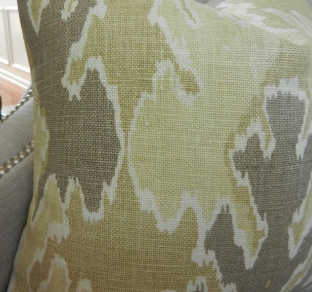 Decorative Designer pillow cover - Kelly Wearstler for Lee Jofa - 18X18 - NEW COLOR - Bengal bazaar in mushroom - Pattern on the front