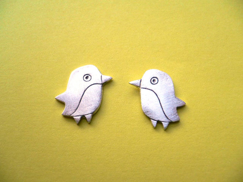 Penguin Stud Earring - Artisan Silver Jewelry