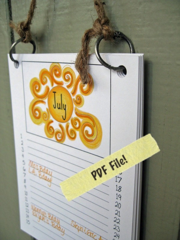 PDF Birthday Calendar - Printable Choose Your Size Wall Calendar