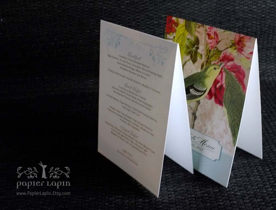 Love Birds, Earth-friendly Dinner Menu, set of 12