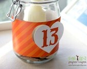 Cross My Heart // Table Number Paper Band, orange and stripes, great for barn wedding or vintage theme parties // Set of 12