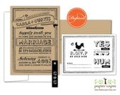 Chalky - quirky wedding invitation, eco friendly, kraft paper, black tag, mix & match, affordable - DEPOSIT