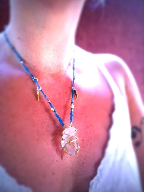 Huge Rough Quartz Crystal Mermaid Necklace