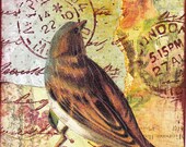 Bird IV. An original collaged / mixed media ACEO