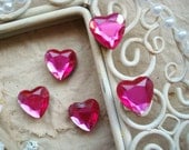 Pink Diamond Magnets - Heart Cut Rhinestones - Shabby Chic Set of 10