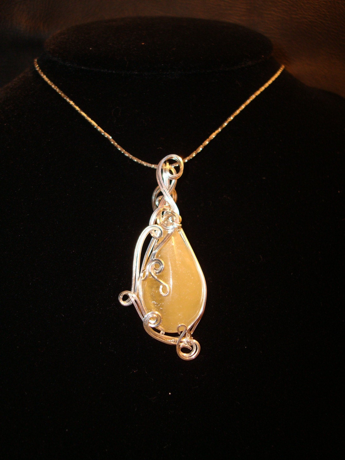 Artisan Handcrafted Yellow Calcite Gemstone Sterling Silver Pendant