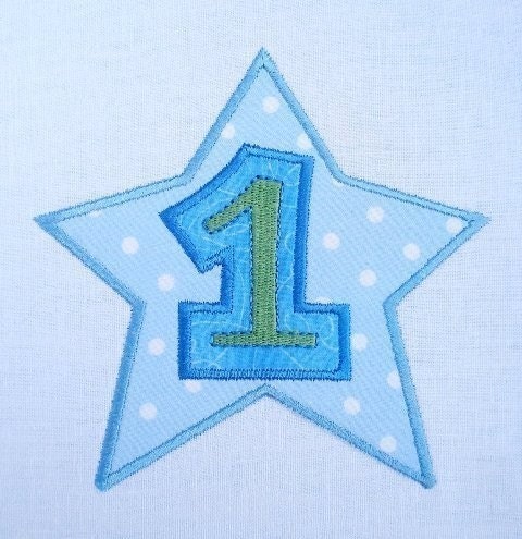 First Birthday Star Machine Embroidery Design Applique - Three Sizes - 4x4, 5x7 and 6x10