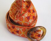 Ladies REVERSIBLE Grosgain Belt in Orange - spring accessory - 40 inch - size M - Tortoise Buckle - tangerine - summer fashion