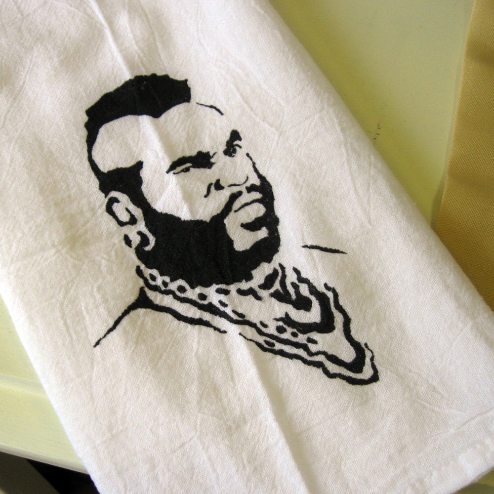 The Mr. Tea Towel (hand painted) Mr.T - funny gift - housewarming gift - for him - new home - retro